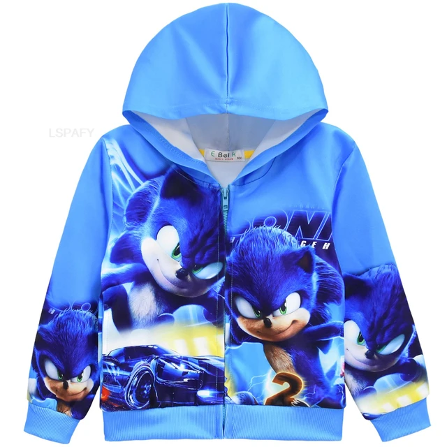 Chaqueta de Sonic con capucha azul y blanca para niño - Ponemos la Fantasía!