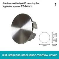 ฝาปิดท่อน้ำล้นอ่างล้างจานสแตนเลสทรงกลม อะไหล่เปลี่ยน แหวนกันน้ำล้น อุปกรณ์ปิดรูอ่างล้างจาน สำหรับห้องครัวและห้องน้ำ 5
