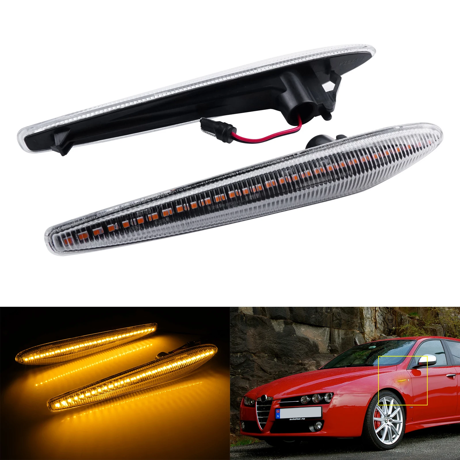 Pair For Alfa Romeo 159 939 Brera Spider Led Side Indicator Repeater Light Amber