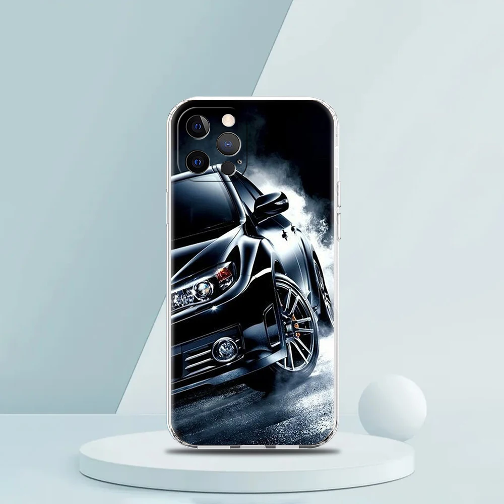 Sleek Black Car Phone Case with Transparent Design
