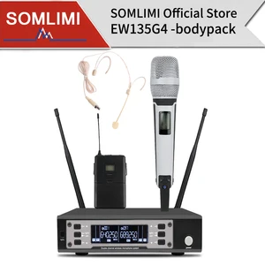 SOMLIMI EW-135-G4 UHF bodypack Dual Channel Dual Handheld Professional Wireless Microphone System Stage Performance Dynamic