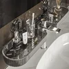 Bathroom Organizers,Suction Cups Wall Mount Faucet Shelf Transparent Reusable Toiletries Cosmetic Storage Rack for Under Mirror 1