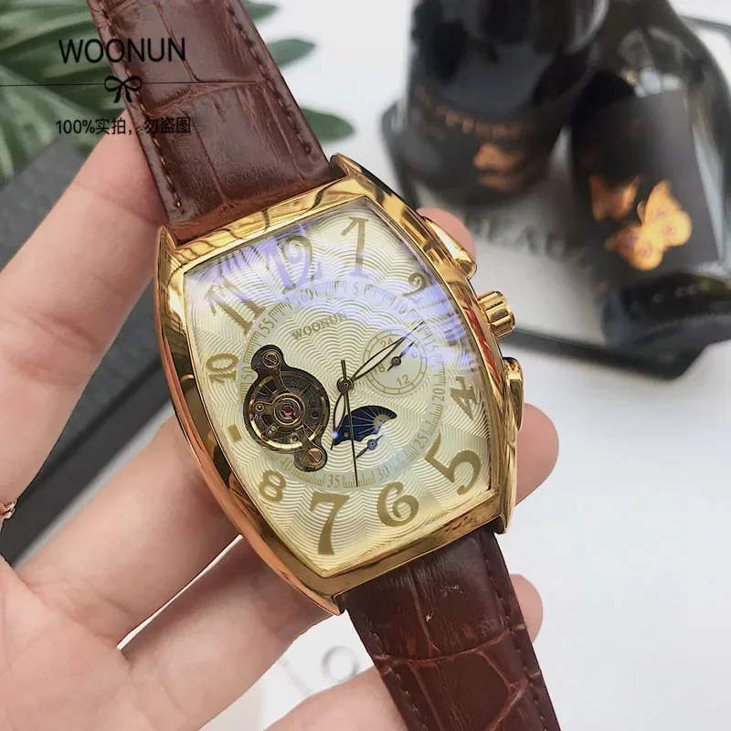 SEWOR Watch Fashion Tonneau Mechanical Watches Men Luxury