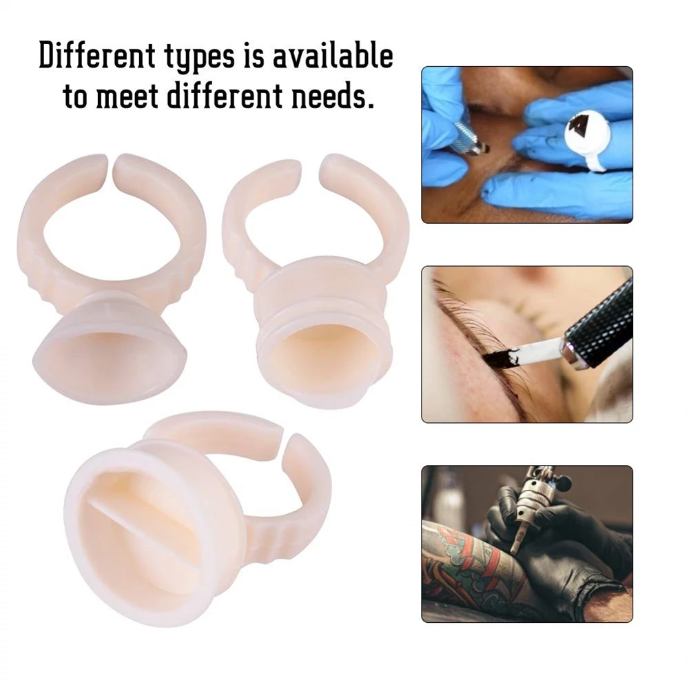 Disposable Ring Tattoo Ink Cups 100/300/500pcs Soft Silicone Pigment Container Portable Microblading Permanent Tattoo Accessory