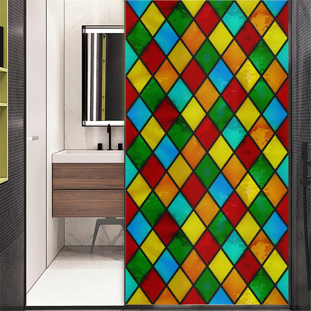 thumbnail image 1 of Película decorativa para ventanas con efecto ladrillo de color para privacidad, pegatinas para ventanas con vitrales, sin pegamento, con adherencia estática, película esmerilada para ventanas, 1 of 5