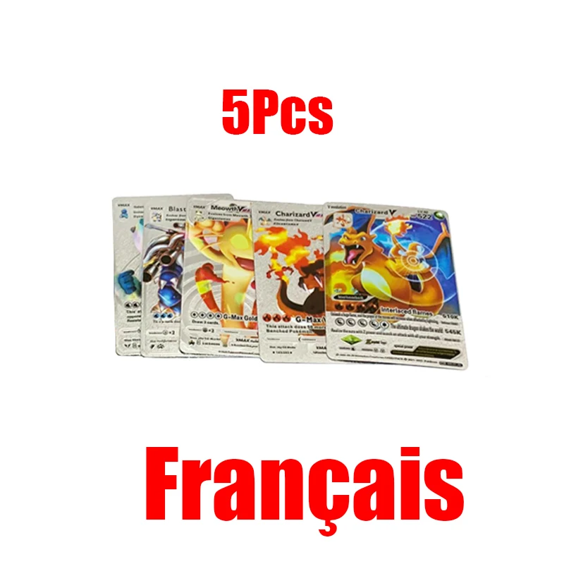 thumbnail image 1 of Pokémon Cards Francaise Gold Cards Spanish English German Foil Gold Silve Cards Metalicas Charizard Vmax Gx Game Card, 1 of 5
