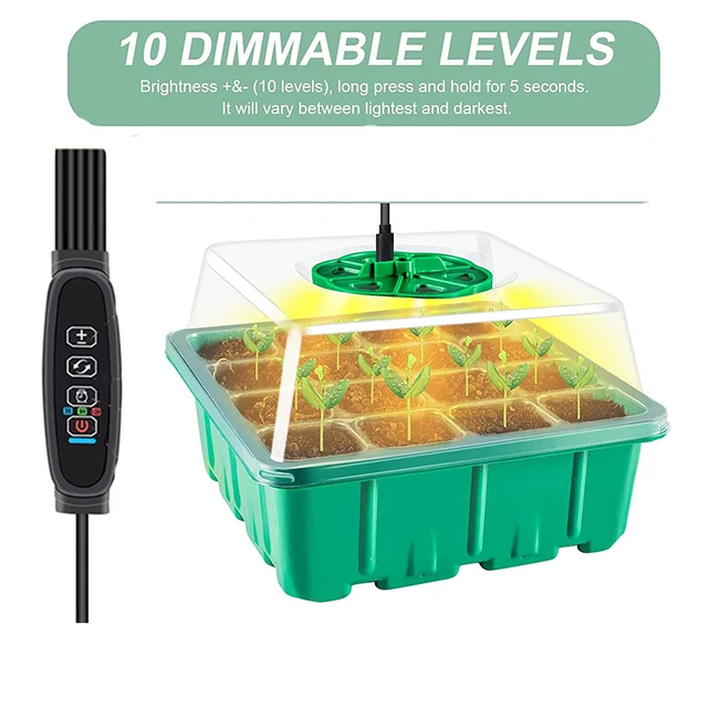 Teljes Spektrum Led Grow Fight Pottel Tálca Növényi Indító Tálcák Üvegházhatású Termesztési Lyukakkal 12 Cella Tálcánként - Image 4