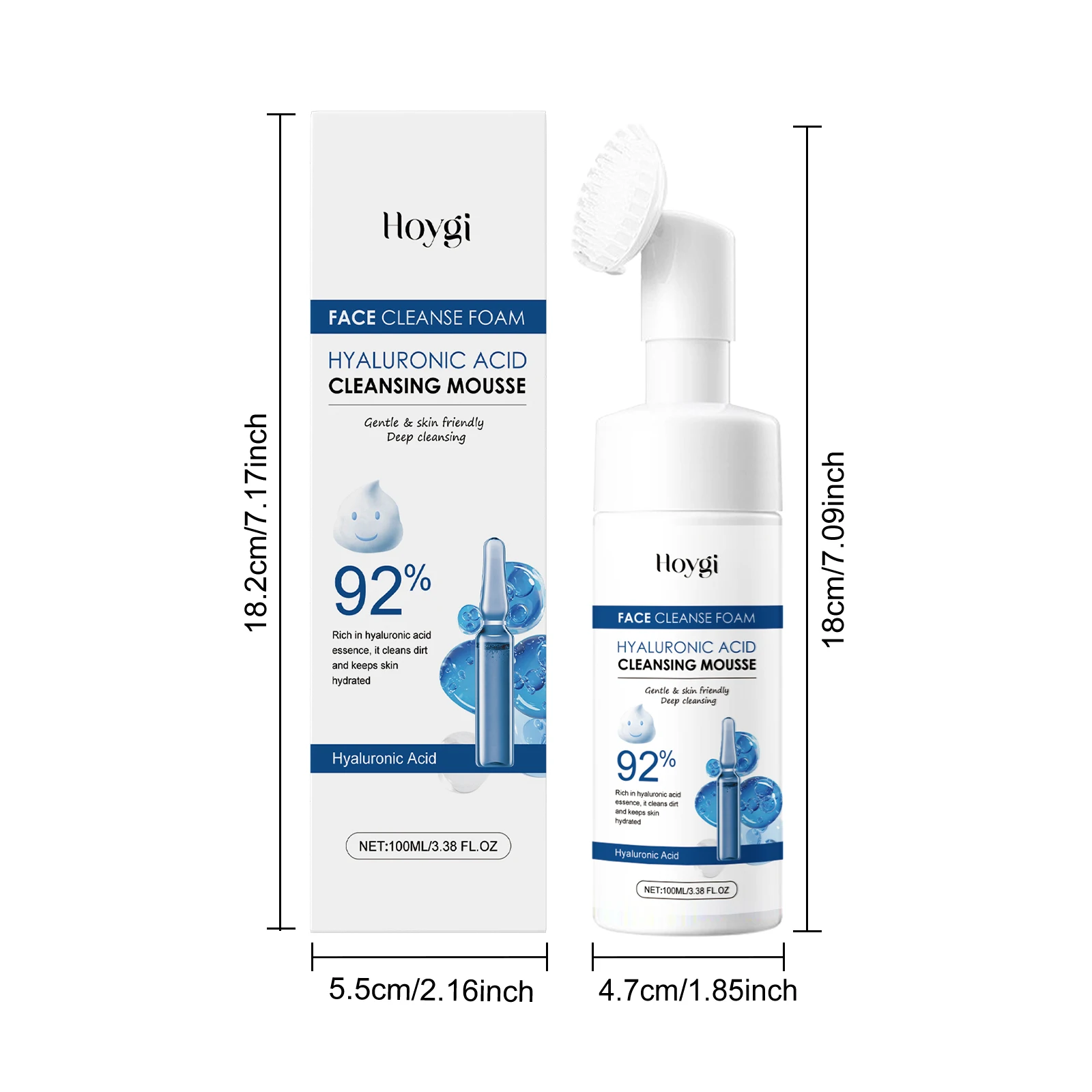 Hyaluronic Acid Cleansing Foam Gentle Moisturizing & Nourishing Oil Control Brightening Rejuvenation Face Wash Foam Face Cleanse 6
