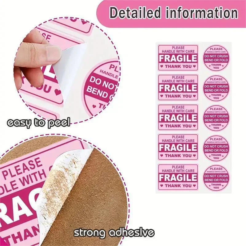100PCS 깨지기 쉬운 스티커는 손잡이를 깨뜨리지 않습니다. 5cm * 7.6cm 배송 라벨 포장 알림 라벨 감사합니다 스티커