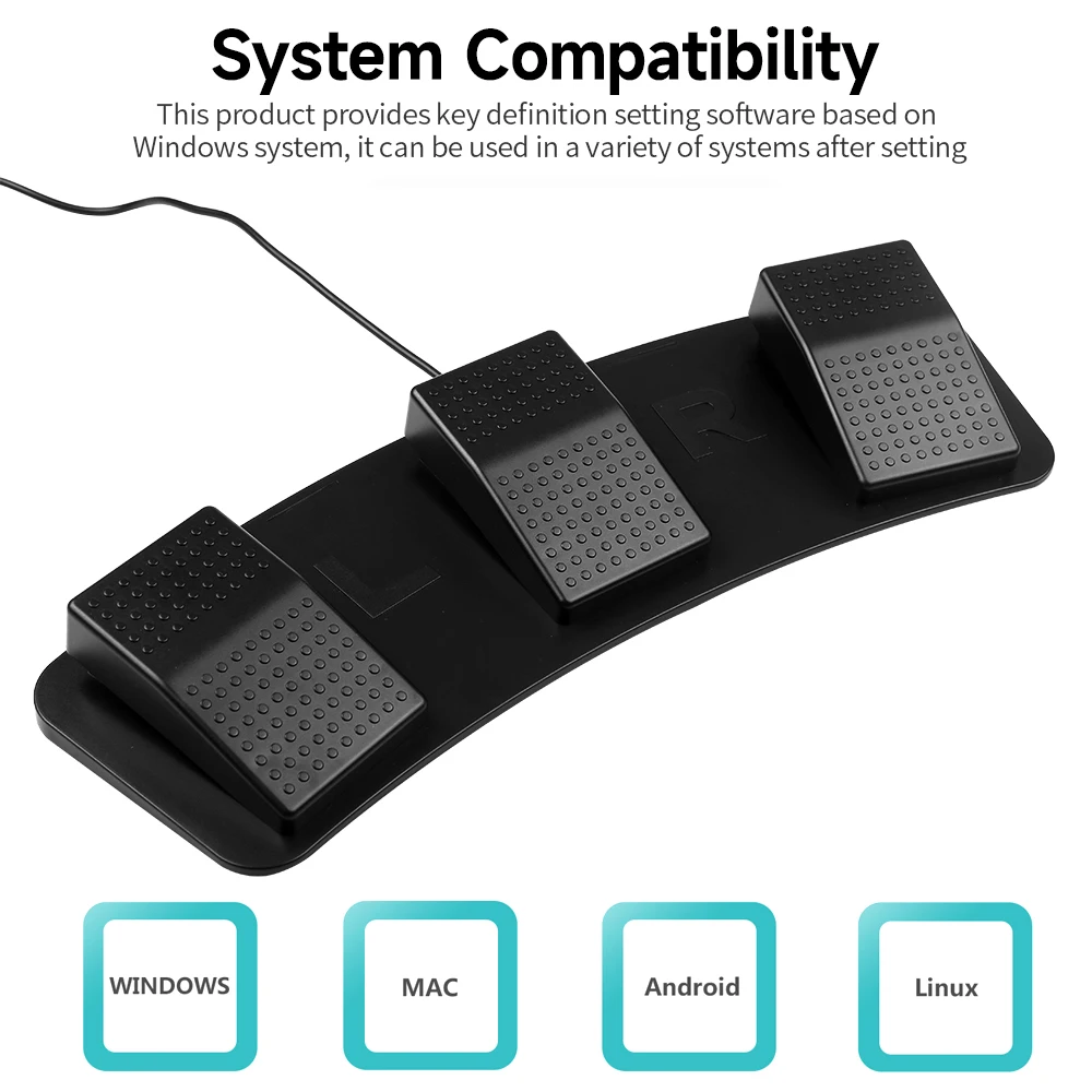 Dpofirs Drievoudig USB-voetpedaal, Ergonomische