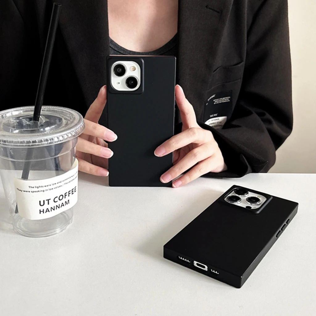 غطاء جراب هاتف أسود غير لامع مستطيلي أحادي اللون ،...