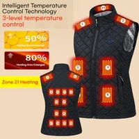 Women 21-zone Electric Heating Vest Autumn and Winter Cotton Vest Electric Heating Thermal Vest Jackets Heated Coat For Women