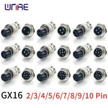 원형 항공 소켓 플러그 와이어 패널 커넥터, 암수 16mm, GX16, 2 핀, 3 핀, 4 핀, 5 핀, 6 핀, 7 핀, 8 핀, 9/10 핀, 1 세트