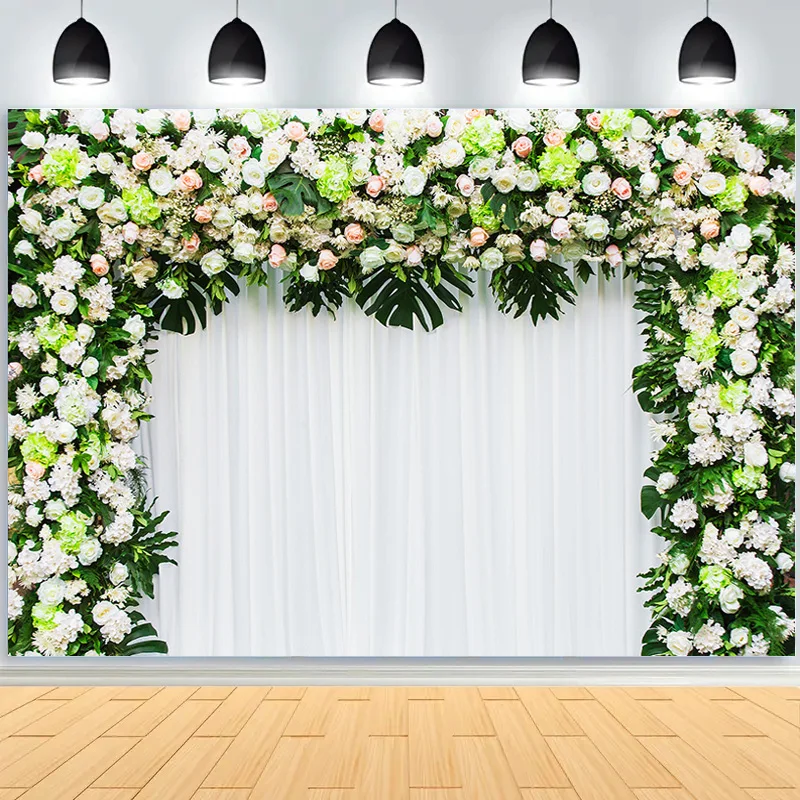 

Wedding Scene Arch Flower Photography Backdrops Props Flora Curtain Valentine's Day Decors Theme Photo Studio Background FL-14