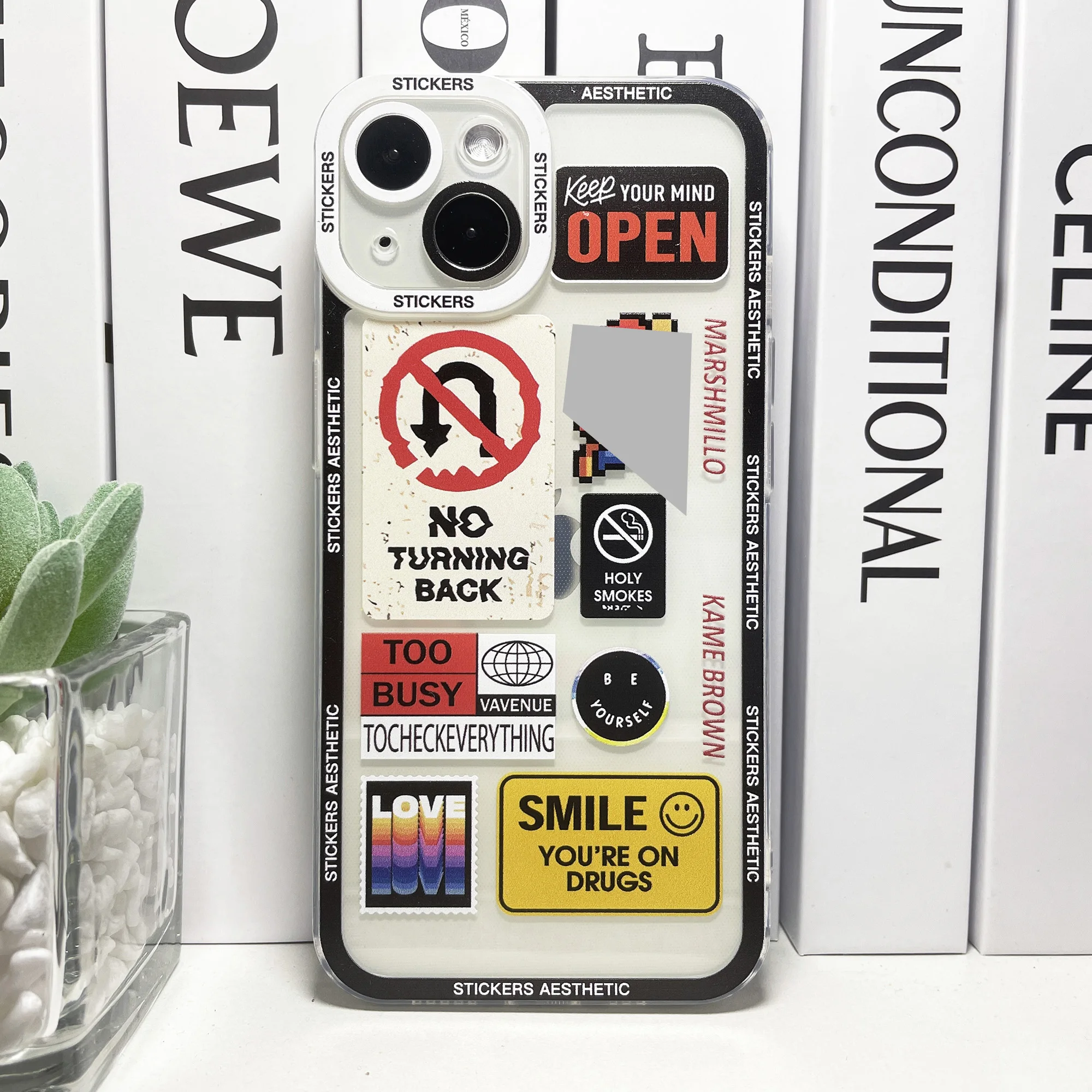 Whimsical Collage Sticker Transparent Phone Case