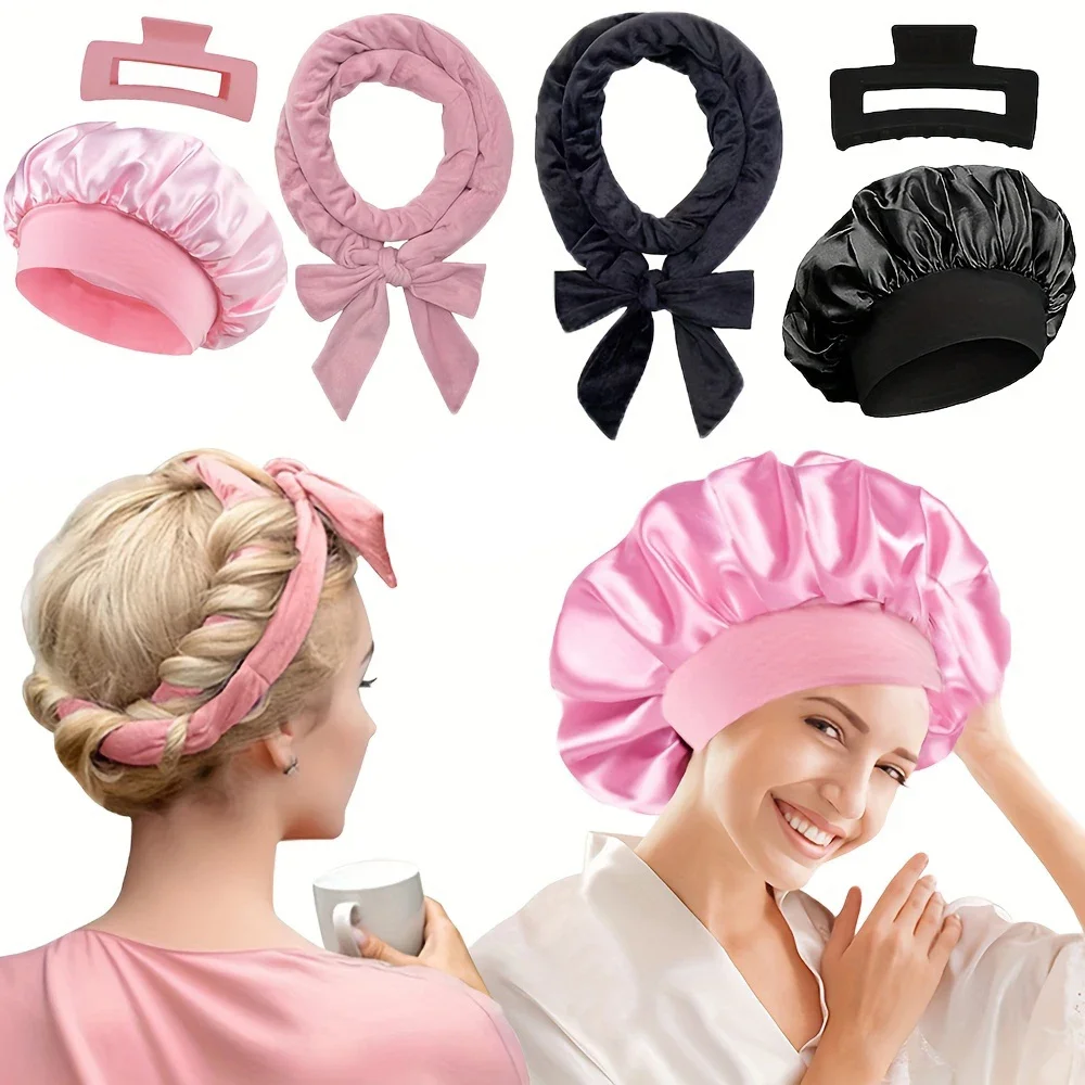 Sleep Hair Styling Set Heatless Hair Curling Headband Claw Clip Scrunchie Care Cap DIY Styling Tools 3/5/6pcs/Set