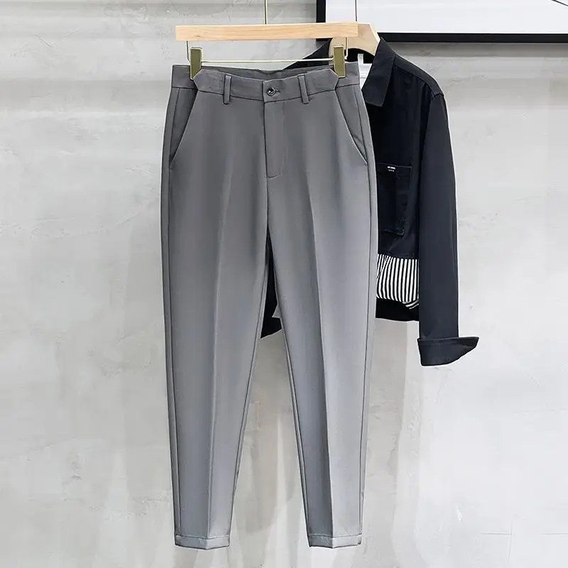 Spring Autumn New Solid Color Fashion Suit Pants Man High Street Casual Loose Zipper Pockets Korean Style Y2K Straight Trousers