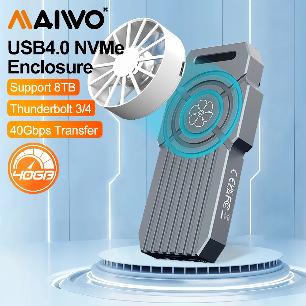 Maiwo Usb4 Nvme M.2 Ssd Enclosure 40Gbps Alluminio M2 Custodia Esterna Compatibile Con Thunderbolt 4 Type-C Nvme M.2 Ssd Case