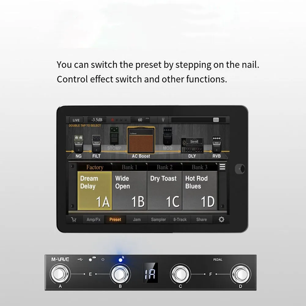 

And Easy To Use MIDI Controller 4Buttons Pedal Controller E Chocolate MIDI Footswitch Metal Portable M-VAV Durable