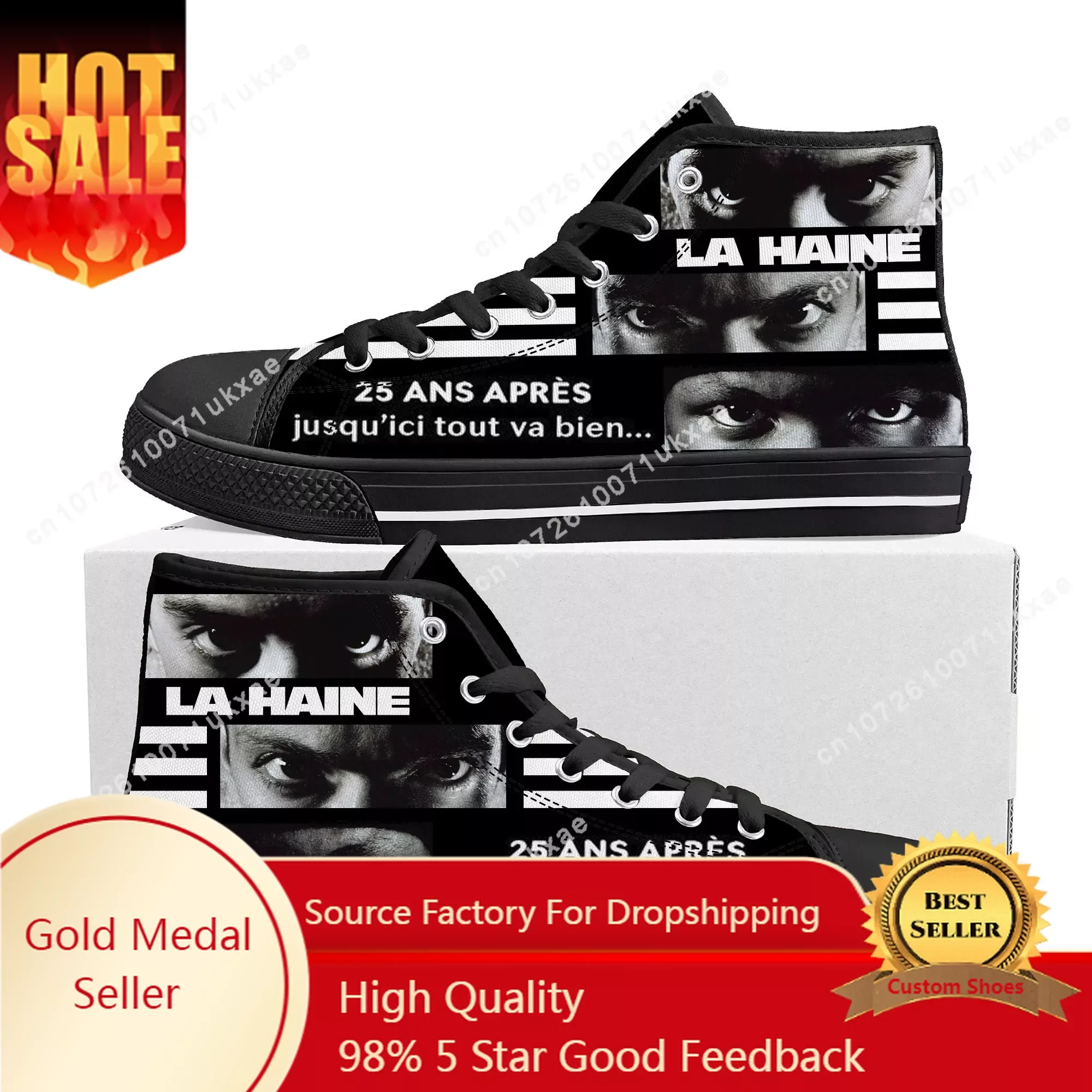 

La Haine Movie High Top High Quality Sneakers Mens Womens Teenager Canvas Sneaker Casual Custom Made Shoes Customize DIY Shoe