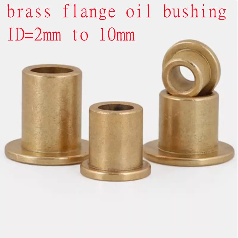 Self Lubricating Bearing 2mm 3mm 4mm 5mm brass Flanging Powder Metallurgy Oil Copper Bushing Guide Sleeve 10PCS