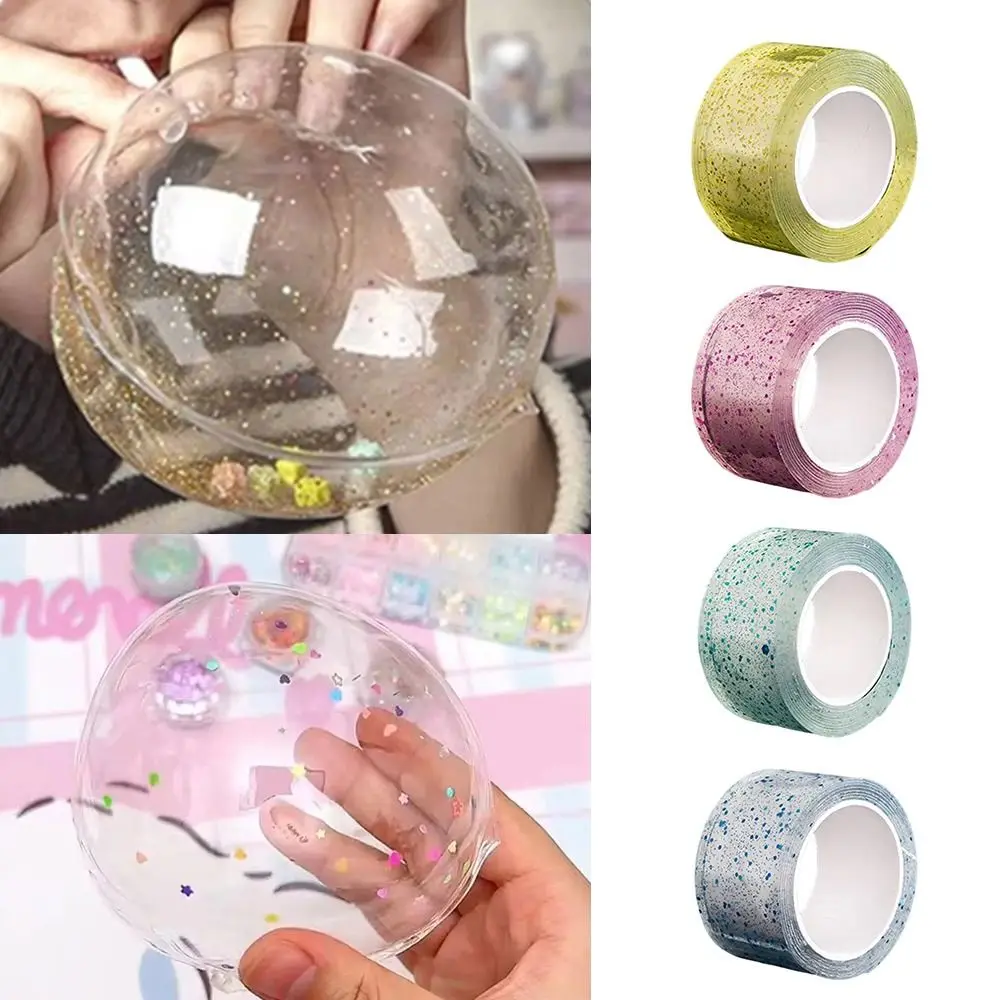 Sticky Ball Tape Toy Double Sided Tape Adhesive Tape Nanos Tape Kit Colorful Glitter Adhesive Blowable Bubble Tapes DIY Craft Pinch Toy Making High Sticky Nano Tape Reusable Children Kids Gift
