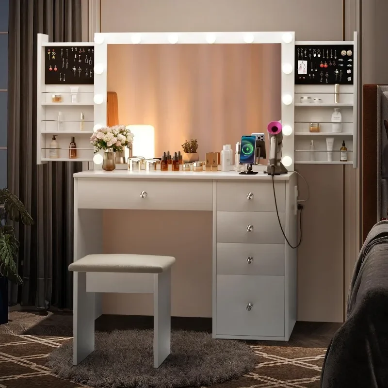 https://ae01.alicdn.com/kf/S4f6998aa9a9d46e7a764d1cd39d91746F/SMOOL-Makeup-Vanity-Desk-with-Lighted-Mirror-Power-Outlet-5-Drawers-Table-3-Lighting-Modes-Brightness.jpg