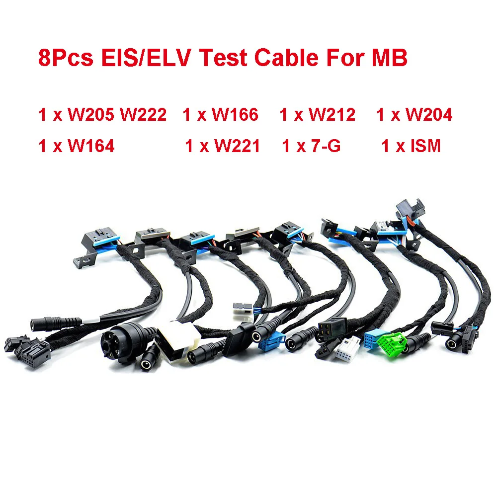 

EIS ELV Test Cables 8Pcs Set for Mercedes Works With VVDI MB BGA CGDI Prog M-B Detection Key Best Wire Maintenance Line Locks