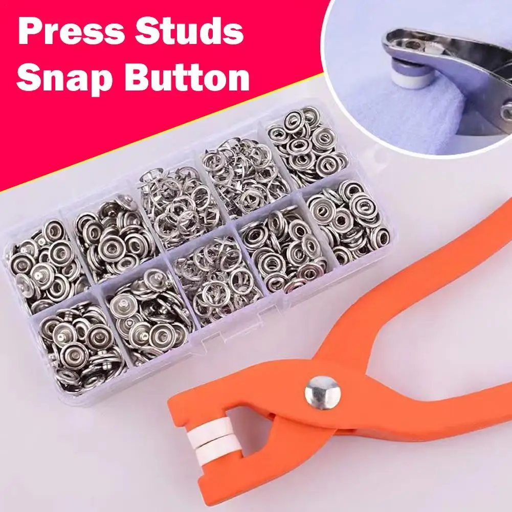 Metal Snaps Buttons with Fastener Pliers Press Tool Kit for Sewing Clothing