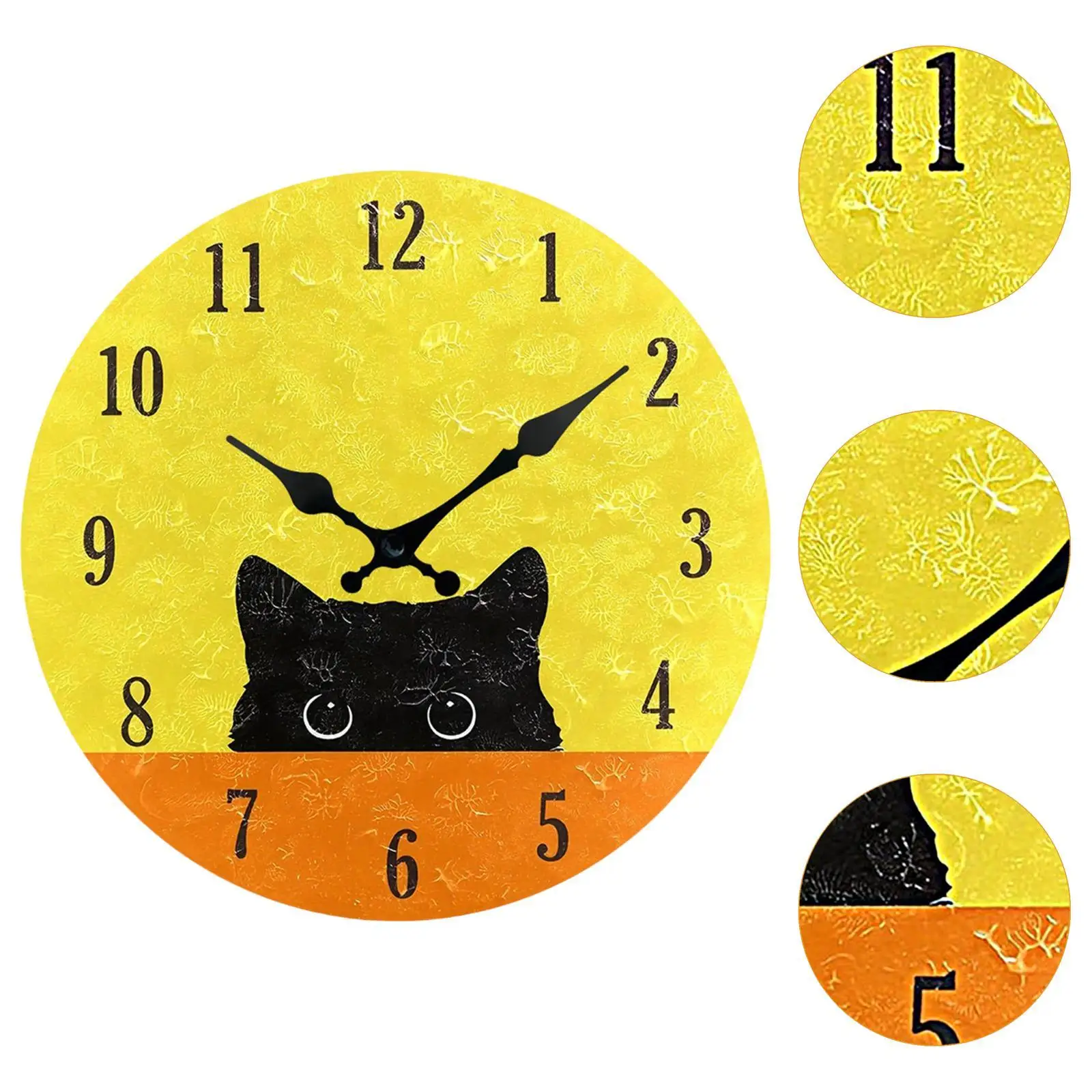 Funny Cat Wall Clock Quiet Wall Decorative Clock for Kitchen Bathroom Indoor