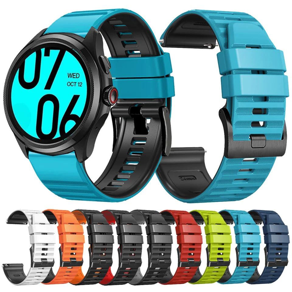 GIOPUEY 24mm Cinturini Compatibile con TicWatch PRO 5, Cinturino in Morbido Nylon Intrecciato [Unisex] [Traspirante] - Black