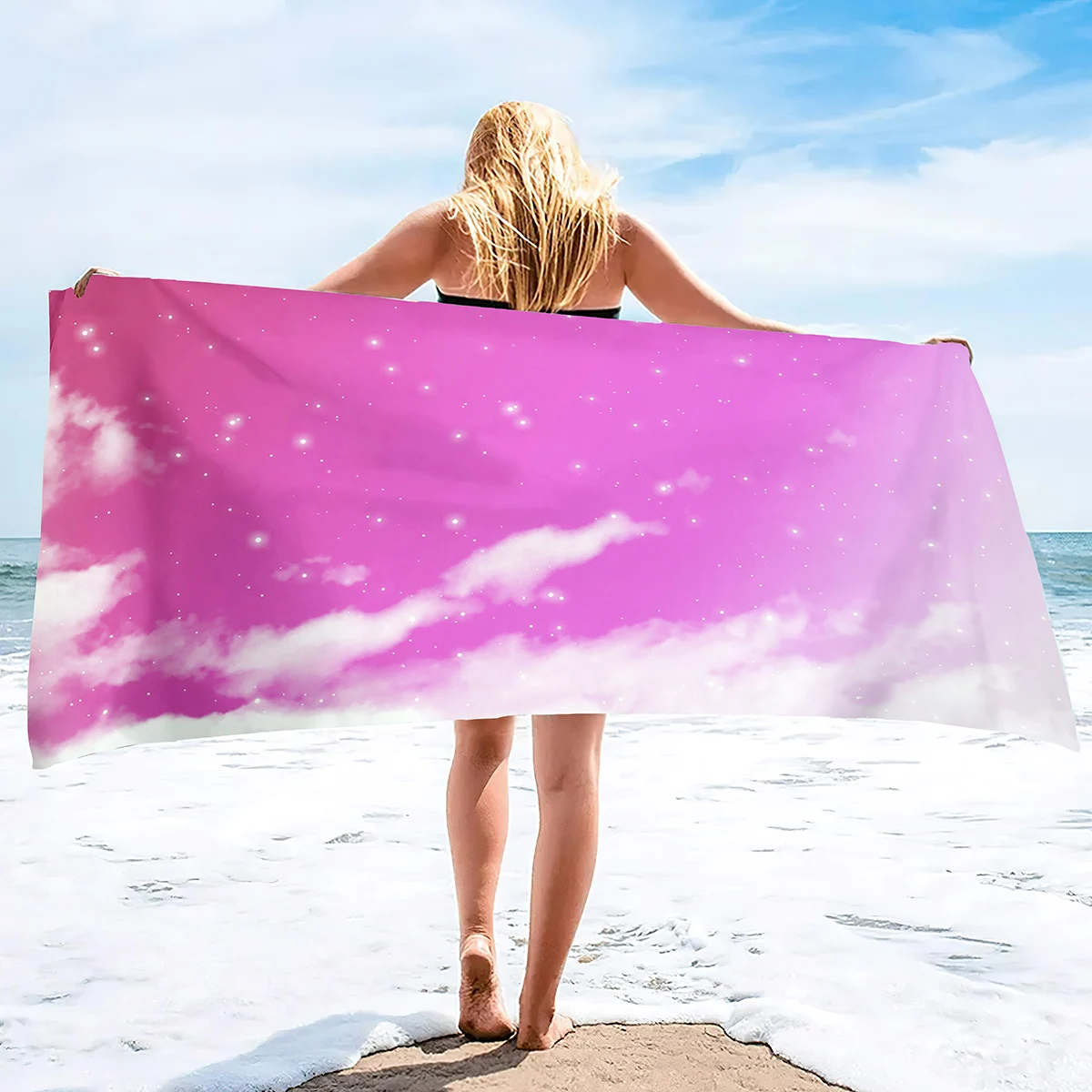 

Пляжное полотенце, дорожное пляжное полотенце большого размера, s одеяло, без песка, быстросохнущее абсорбирующее полотенце для бассейна, Пляжное банное полотенце в гавайском стиле, Розовое Небо
