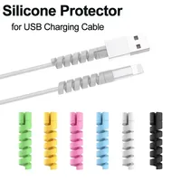 10pcs ป้องกันสายซิลิโคนสายชาร์จเกลียว Winder ปลายสายไฟ Savers สําหรับโทรศัพท์ USB Charger สายอุปกรณ์เสริม 1