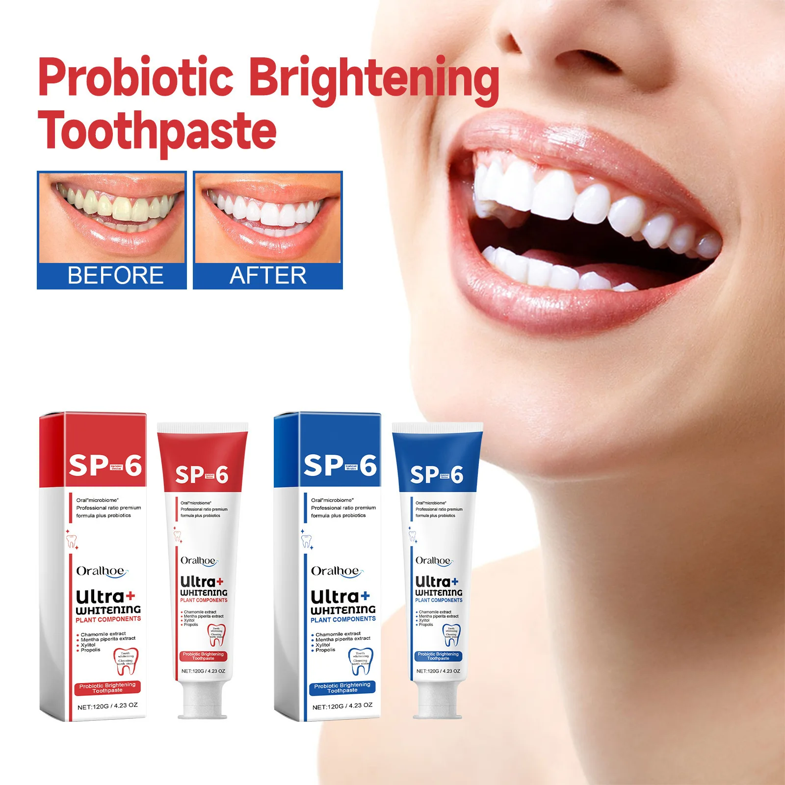 

Sip-4 Probiotic Toothpaste Brightening & Stain Removing Sp-4 Probiotic Toothpaste Fresh Breath Teeth Whiten Toothpaste 120G/100G