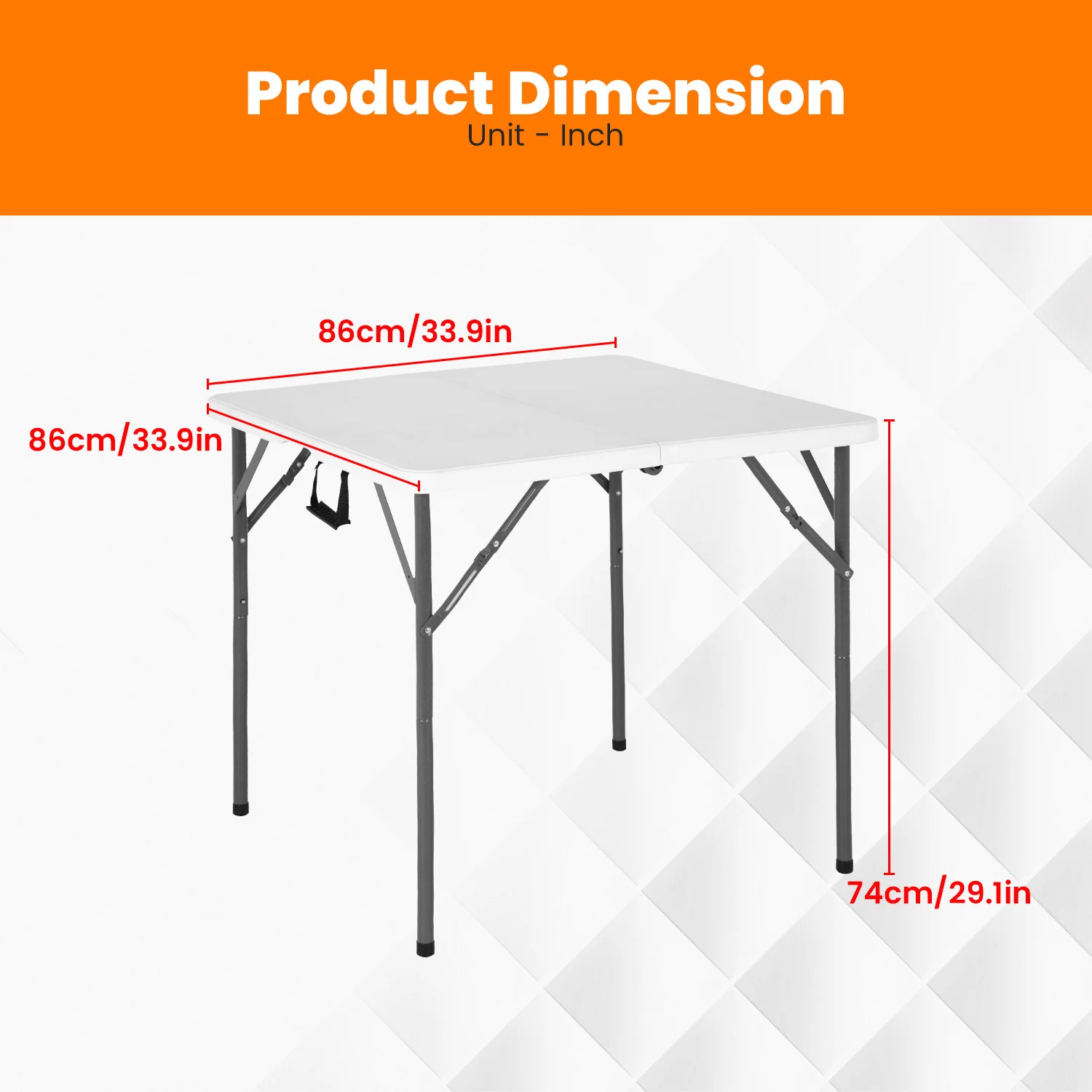 34" Folding Outdoor Dining Table, Portable Plastic Folding Card Table with Handle Suitable for Picnics,Parties,Party and Camping