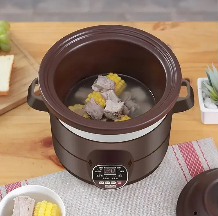 Ceramic Electric Automatic Stewing Pot Household Soup Porridge Stewing Cooker Multi Cooker Purple Sand Electric Casserole