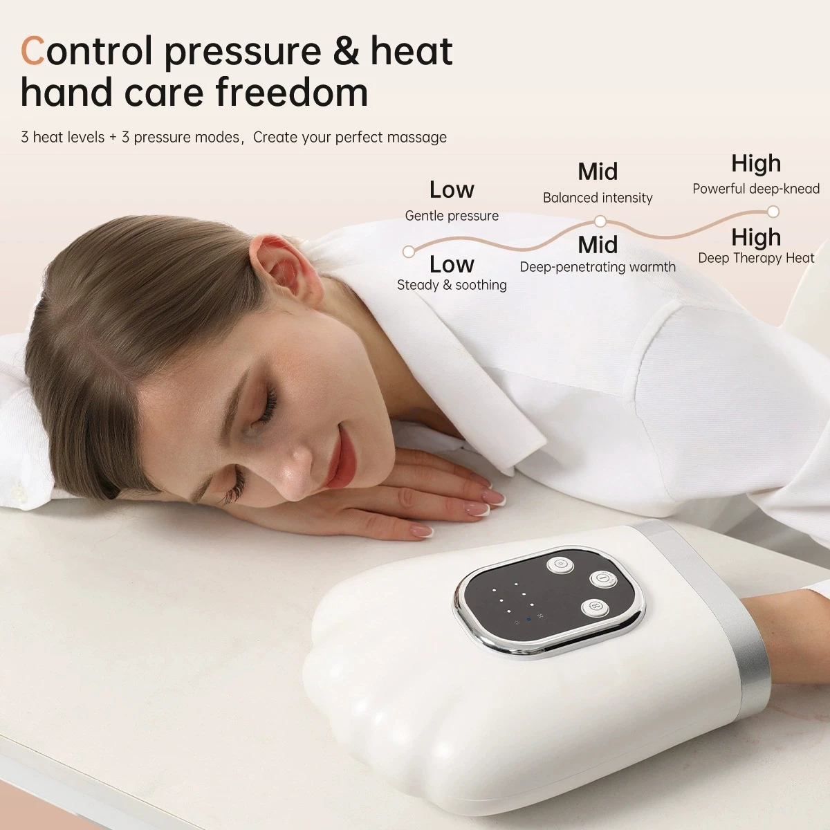 Cordless Hand Massager with Heated Compression for Relaxation