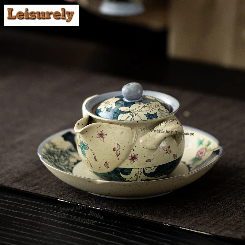 200ML Caramel Glaze Butterfly Lily Vase Teapot Zen Tea Infuser Pot Tea Maker Kettle With Filter Chinese Tea Set Collection Craft