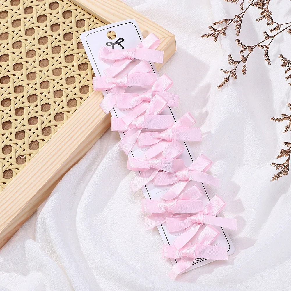 Children's Colorful Mini Hair Bow Clips - Pack of 10