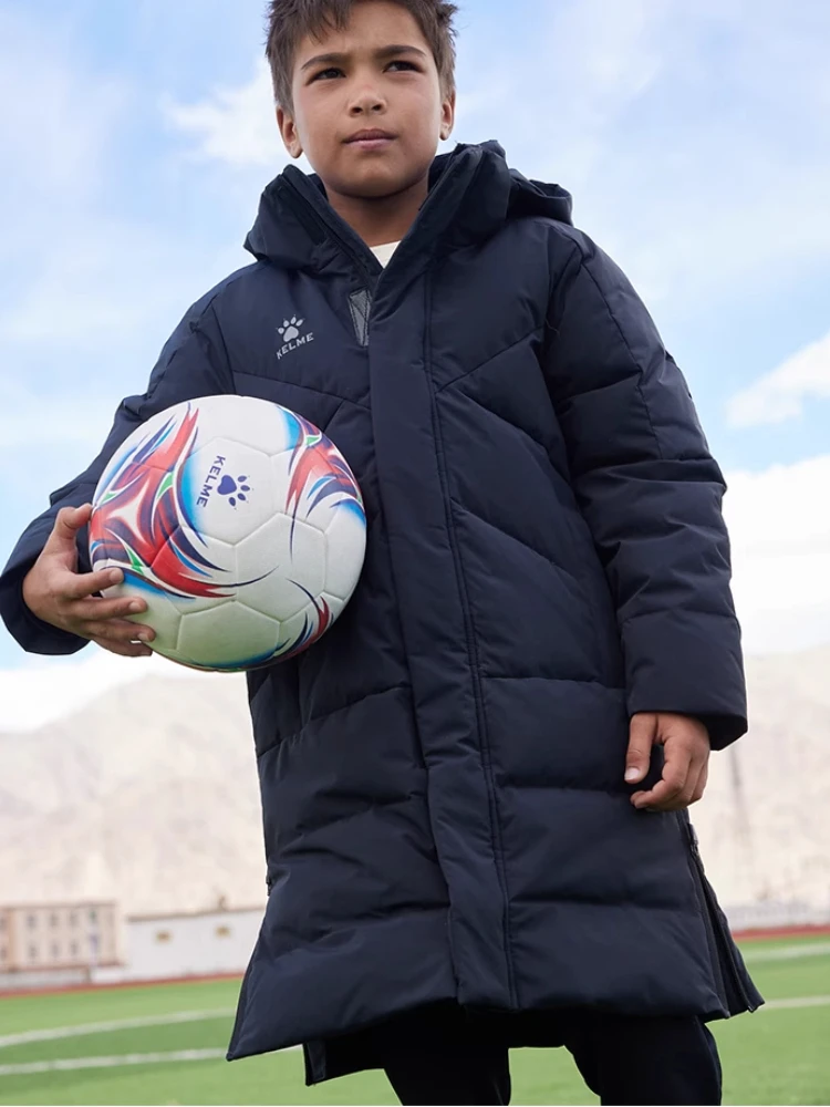 Kelme Children's Down Jacket Winter Sports And Leisure Boys' Coat Football Hooded Jacket Thickened Warm Windproof