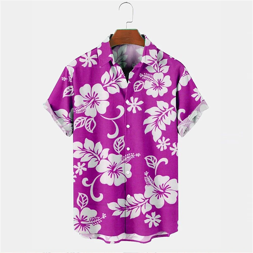 Hawaiian Male Social Floral Shirt For Blouse Men 3D Camisas Casuais Print Slim Fit Men's Street Casual Short Sleeve Clothing 2