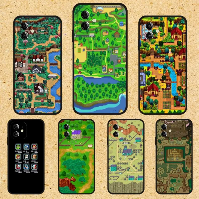 Game Stardew Valley Map Phone Case For Iphone 14 13 11 12 Pro Max Xr X Xs Mini 6 6s 7 8 Plus Se 22 Black Soft Silicone Cover Aliexpress
