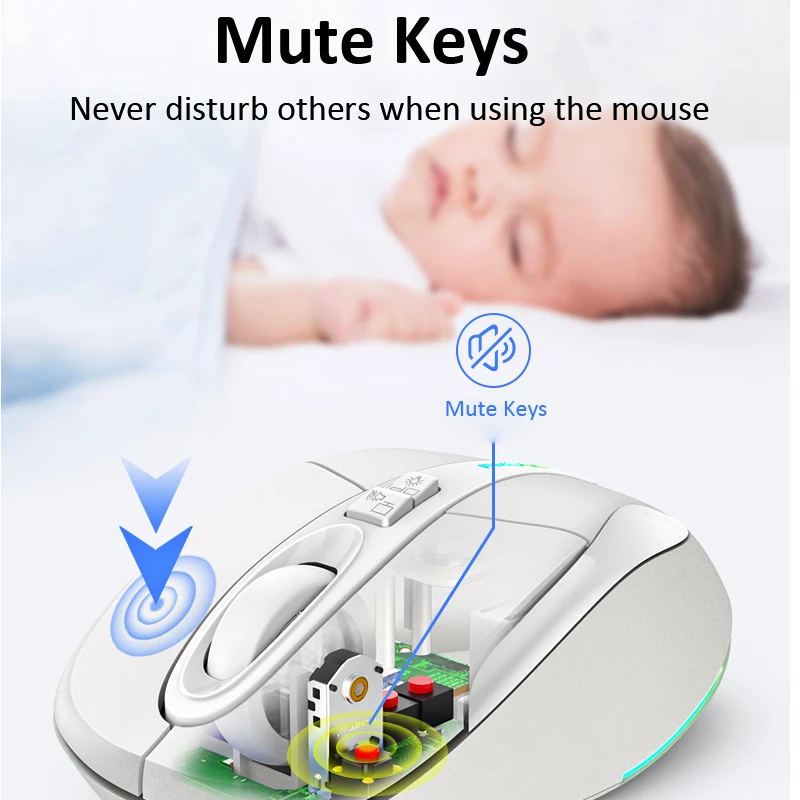 Wireless Mouse Multi-Function Bluetooth 2.4G One-Click To Desktop Type-C Rechargeable Mute Silent RGB Backlight 2400DPI