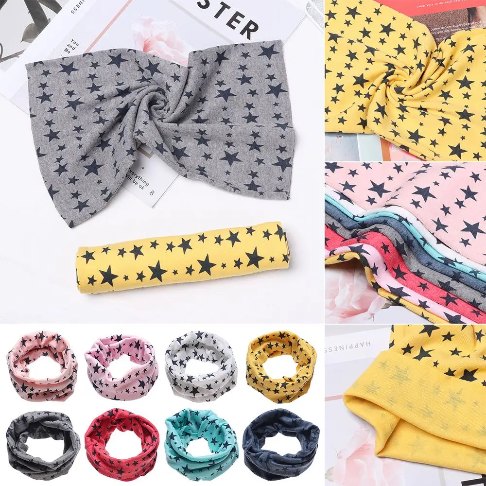 Boys Girls Windproof Long Scarf Children Cotton Scarf Collar Scarves Stars Printed Snood Neck Warmer