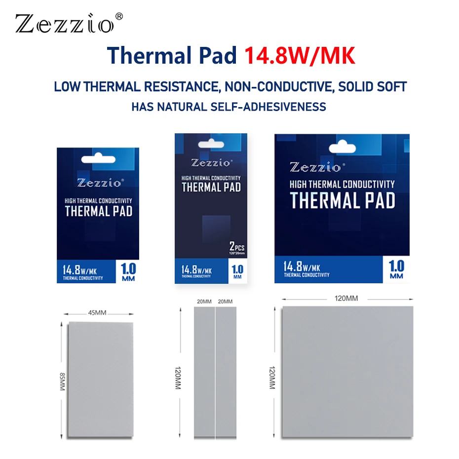 Zezzio High performance Thermal Pad 14.8W/MK For CPU GPU Motherboard