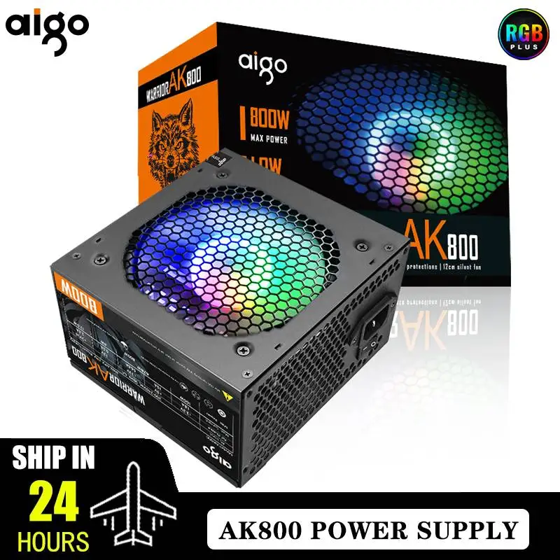 Aigo AK PC PSU Блок живлення 500 Вт 600 Вт 700 Вт 800 Вт 1000 Вт Ігровий 120 мм RGB вентилятор 220 В ATX Блок живлення для настільного комп’ютера для BTC