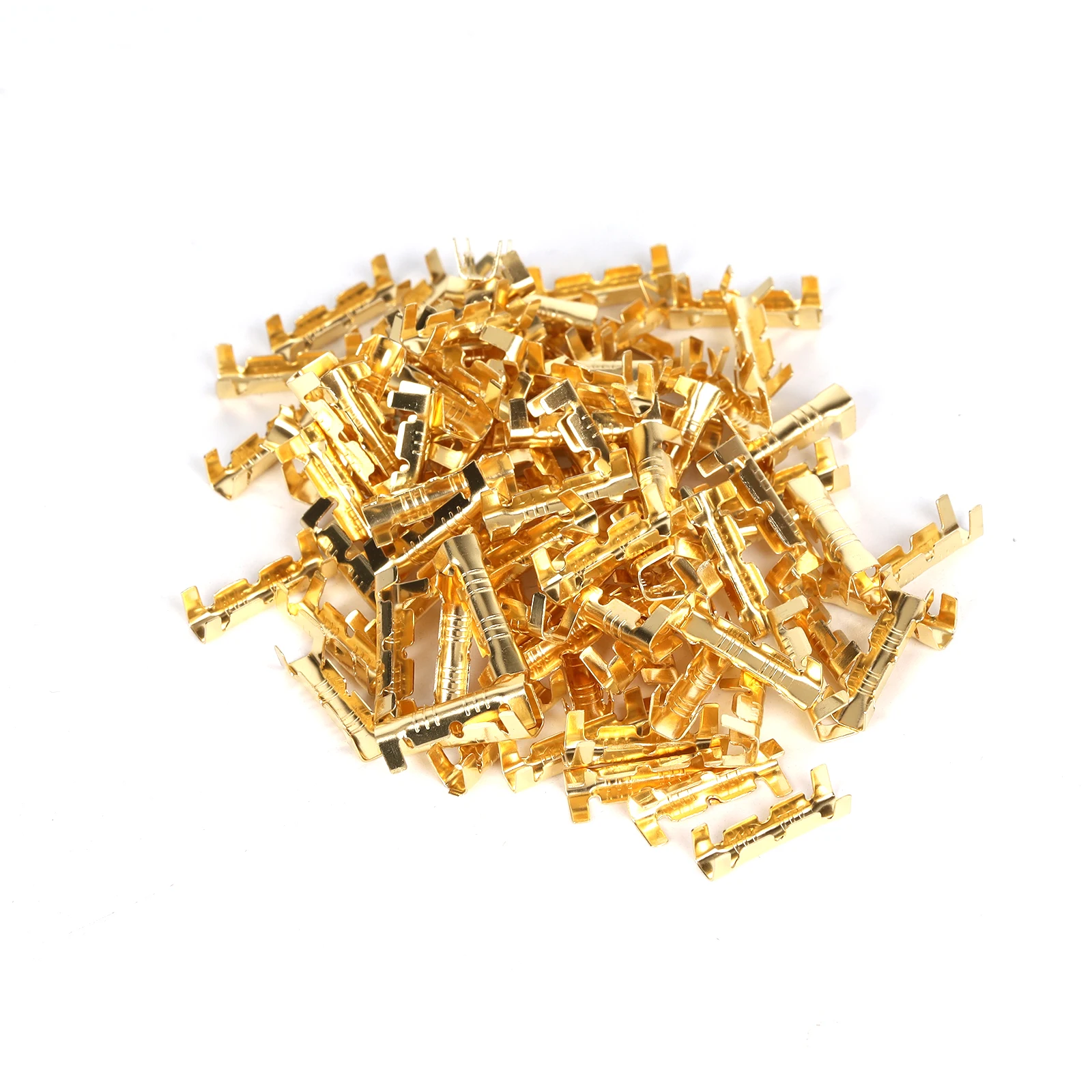 

100Pcs/Lot Gold U-shaped Brass Terminal Connector Ring Snap Connection for Wire Cable, Car, Office, Motorcycle,Family,Laboratory