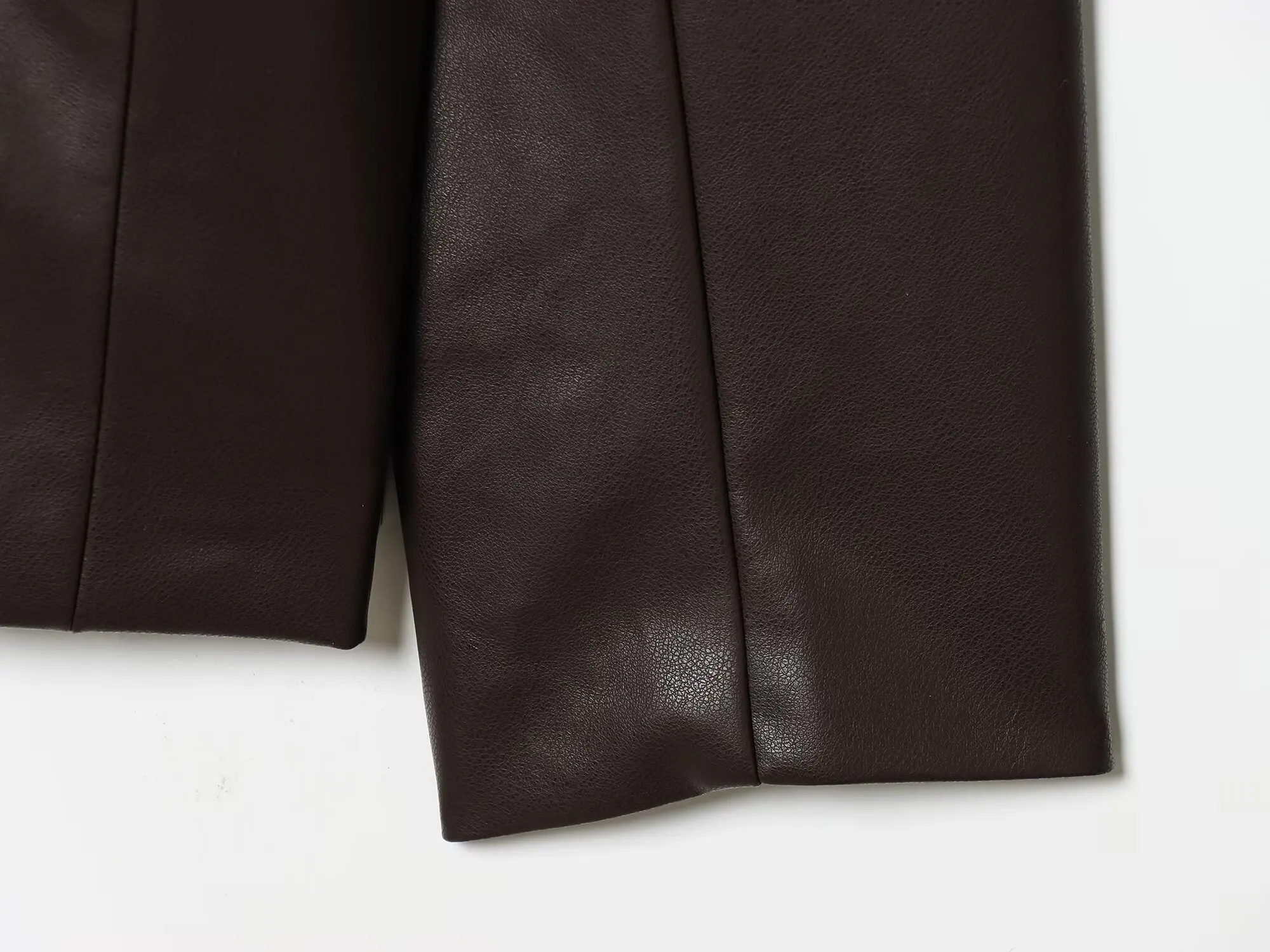 HH Neue Damen Winter Mode Rundhals Einreihige Kunstleder Langarm-Jacke Weiblicher Lässiger Streetstyle Mantel – Detail 8