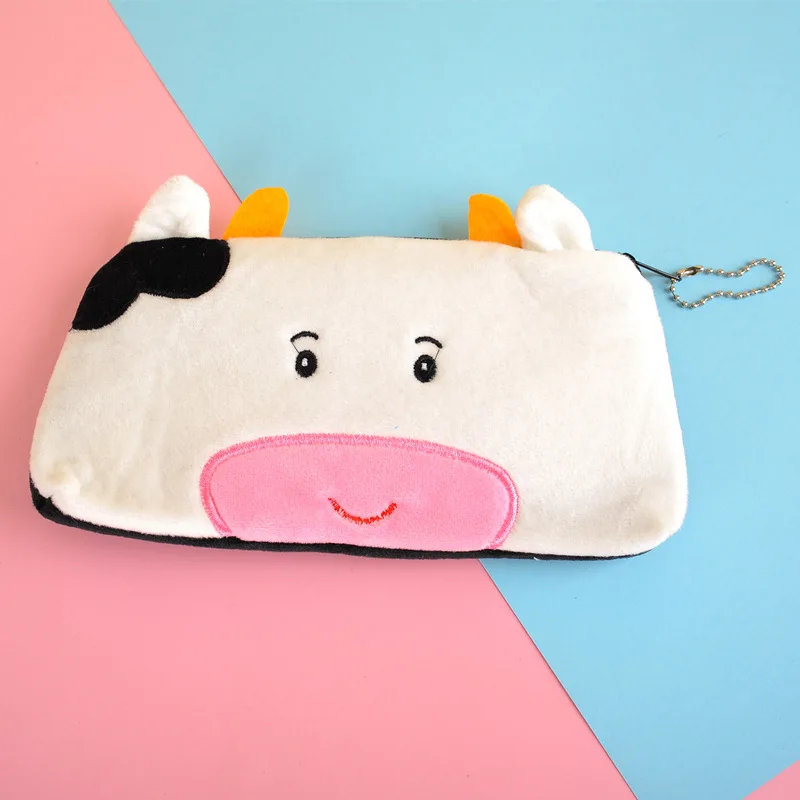 Simple plush cartoon pencil bag School student pencil case School supplies storage bag children animal cute stationery bag gifts