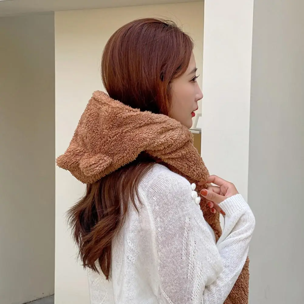 Capucha de invierno delicada piel-tacto Adorable Animal de felpa lindo cálido sombrero bufanda conjunto para diario